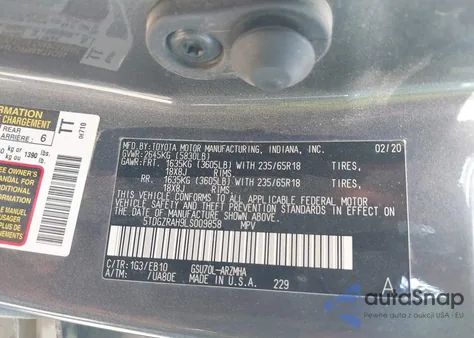 2020 Toyota Highlander Xle from USA, damaged, VIN 5TDGZRAH9LS009858